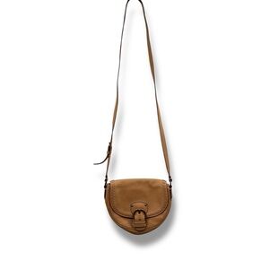 COACH Saddle Crossbody Bag Tan Leather Buckle Flap‎ Adjustable Strap
